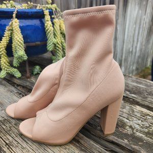 Bamboo Elastic Peep Toe Bootie